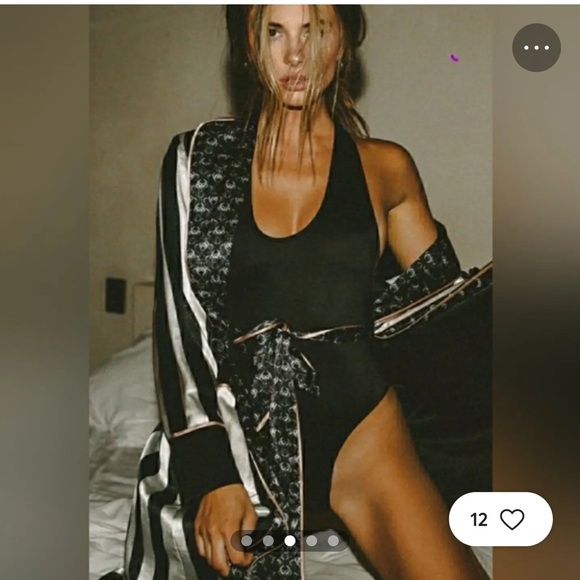 We Are HAH Black and White Striped Robe - Picture 3 of 10